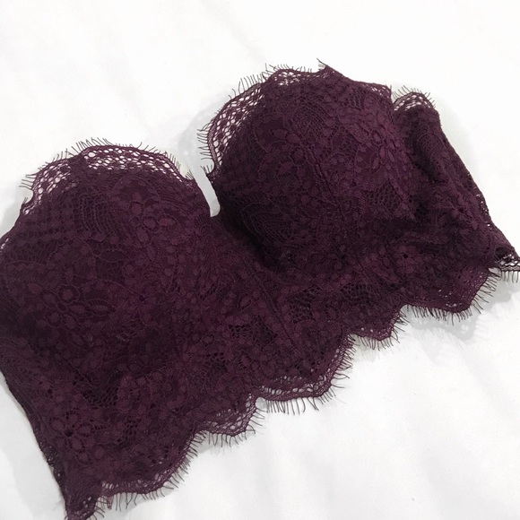 PINK Victoria's Secret Other - FLASH SALE: Burgundy Eyelash Lace Strapless Bra